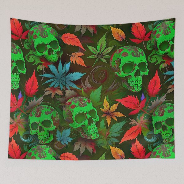 Item preview, Tribal Skulls Abstract Pattern Hemp plants Leaf designed and sold by MindWave THC.