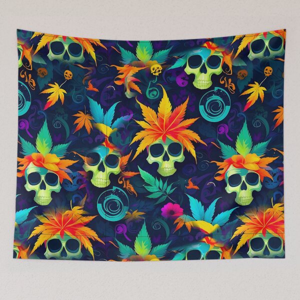 Item preview, Tribal Skulls Abstract Pattern Hemp plants Leaf designed and sold by MindWave THC.