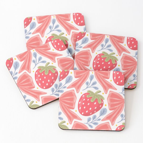 Item preview, Strawberries and Bows – Cute Kawaii Cottagecore Coquette Preppy Pattern designed and sold by OzdeBayer.