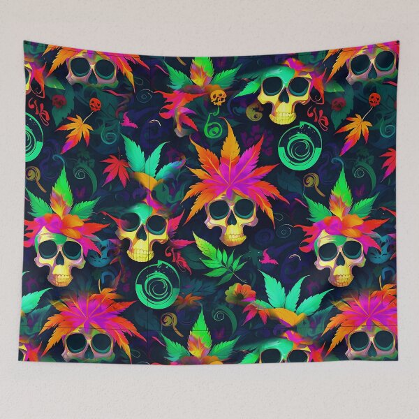 Item preview, Tribal Skulls Abstract Pattern Hemp Plants Leaf designed and sold by MindWave THC.