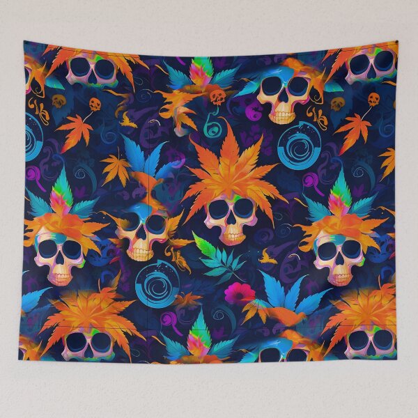 Item preview, Tribal Skulls Abstract Pattern Hemp plants Leaf designed and sold by MindWave THC.