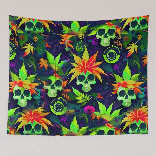 Item preview, Tribal Skulls Abstract Pattern Hemp plants Leaf designed and sold by MindWave THC.