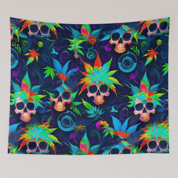 Item preview, Tribal Skulls Abstract Pattern Hemp plants Leaf designed and sold by MindWave THC.