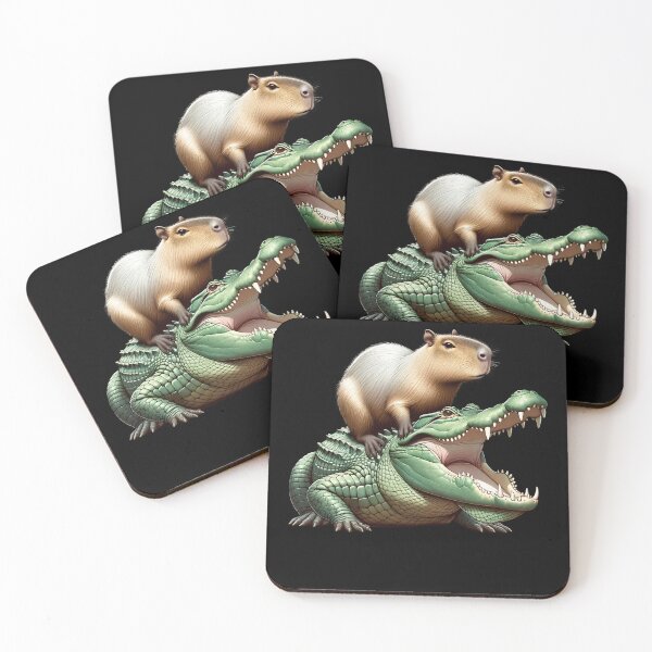 Item preview, Capybara Riding Crocodile Alligator Funny Animal designed and sold by Kimberley King Art  King Art.