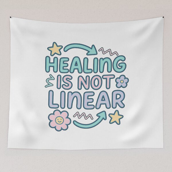 Item preview, Healing Is Not Linear – Gentle Recovery and Mental Health Quote designed and sold by Infinity Drip Design.