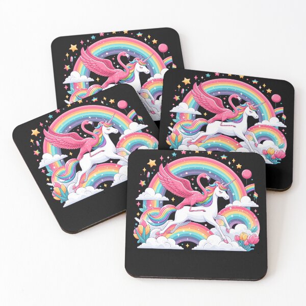 Item preview, Flamingo Riding Unicorn Galaxy Rainbow Lover designed and sold by Kimberley King Art  King Art.
