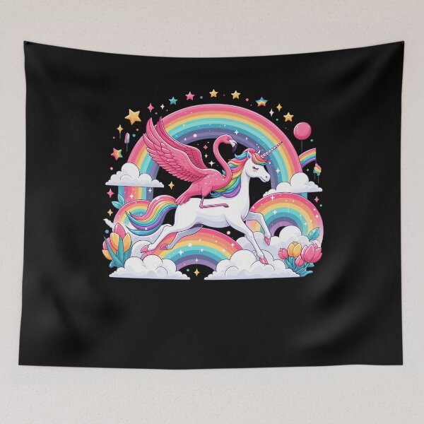 Item preview, Flamingo Riding Unicorn Galaxy Rainbow Lover designed and sold by Kimberley King Art  King Art.
