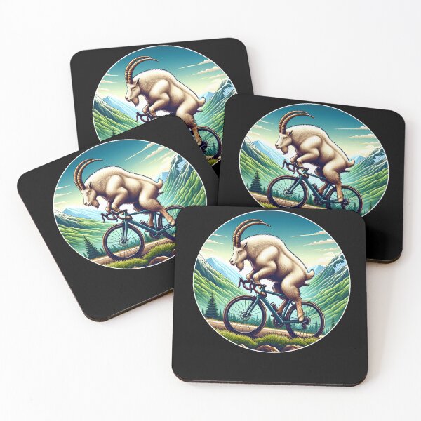 Item preview, Goat Riding Bike in the Mountain Biker Bicycle Lover Biking designed and sold by Kimberley King Art  King Art.