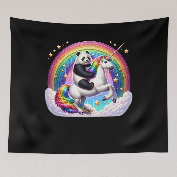 Item preview, Panda Riding Unicorn Galaxy Rainbow Lover designed and sold by Kimberley King Art  King Art.