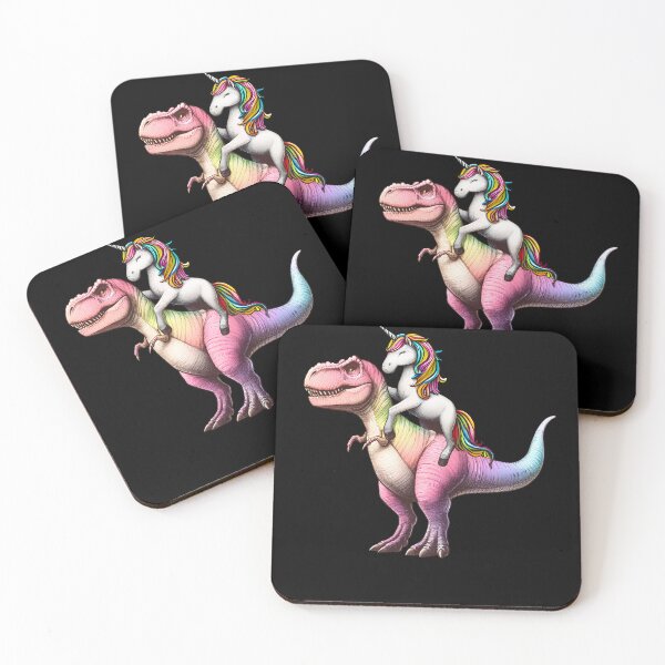 Item preview, Rainbow Unicorn Riding Dinosaur designed and sold by Kimberley King Art  King Art.