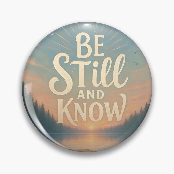 Item preview, Be Still and Know | Christian Lake Sunset Nature Scene Bible Verse Art designed and sold by Redblackman.