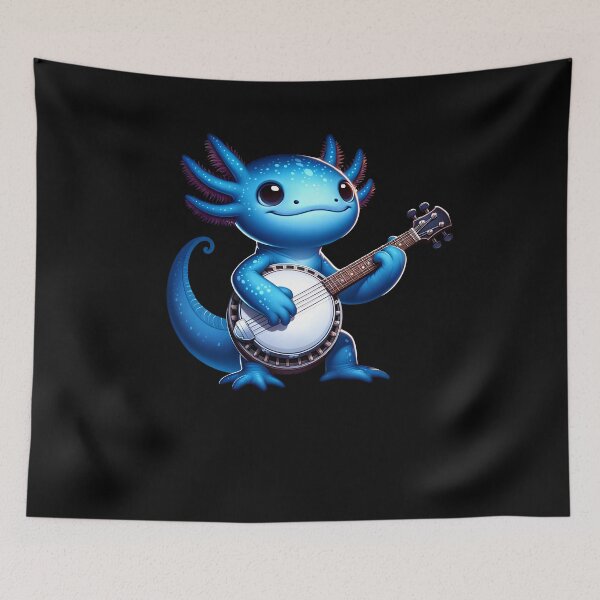 Item preview, Cute Blue Axolotl Playing Banjo Banjoist Banjo Player Lover designed and sold by Kimberley King Art  King Art.