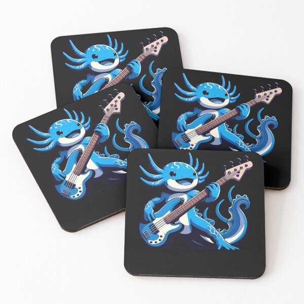 Item preview, Blue Axolotl Playing Bass Guitar Player Guitarist Bassit Lover Rockstar designed and sold by Kimberley King Art  King Art.