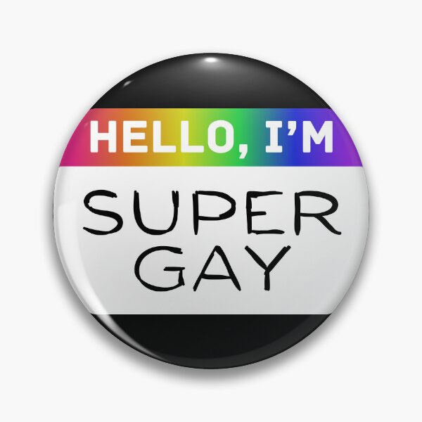 Item preview, Hello, I’m Super Gay – Rainbow Name Tag LGBTQ+ Pride Sticker designed and sold by thistledewcraft.