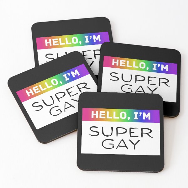 Item preview, Hello, I’m Super Gay – Rainbow Name Tag LGBTQ+ Pride Sticker designed and sold by thistledewcraft.