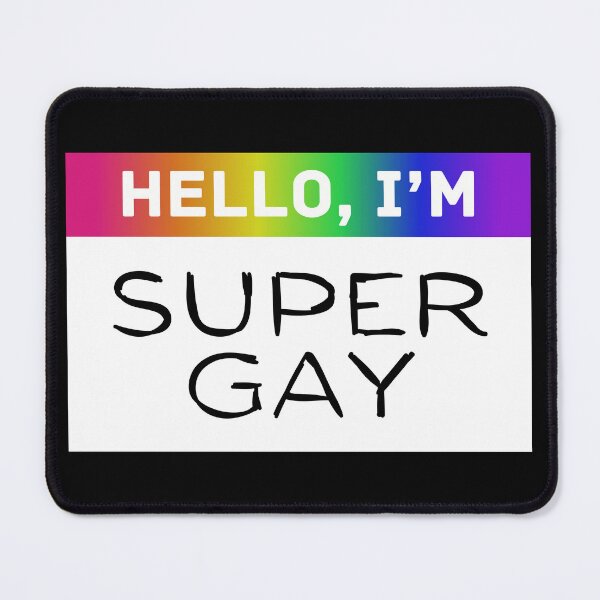 Item preview, Hello, I’m Super Gay – Rainbow Name Tag LGBTQ+ Pride Sticker designed and sold by thistledewcraft.