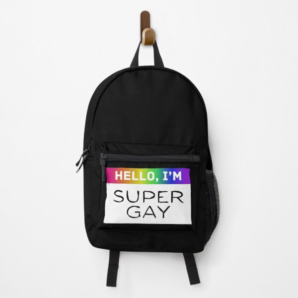 Item preview, Hello, I’m Super Gay – Rainbow Name Tag LGBTQ+ Pride Sticker designed and sold by thistledewcraft.