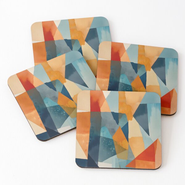 Item preview, Abstract Angles of Blue and Orange, Ethereal Watercolor Modern Home Decor, Color Block Art, Triangles and Shapes Creative Abstract Painting designed and sold by Kintsugi99.