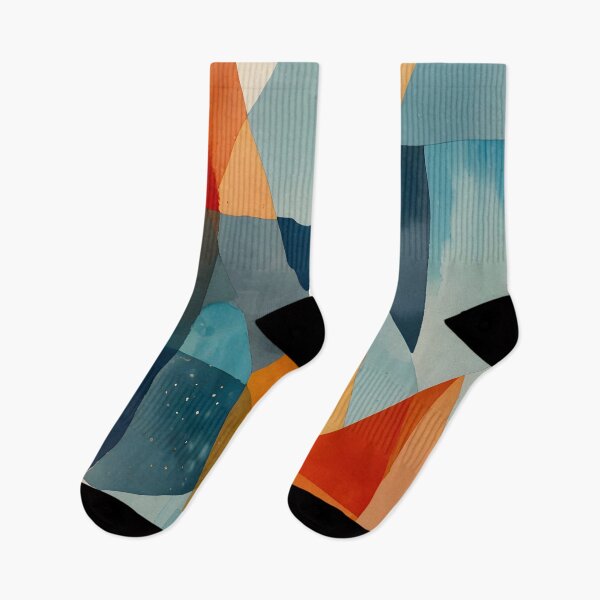 Item preview, Abstract Angles of Blue and Orange, Ethereal Watercolor Modern Home Decor, Color Block Art, Triangles and Shapes Creative Abstract Painting designed and sold by Kintsugi99.