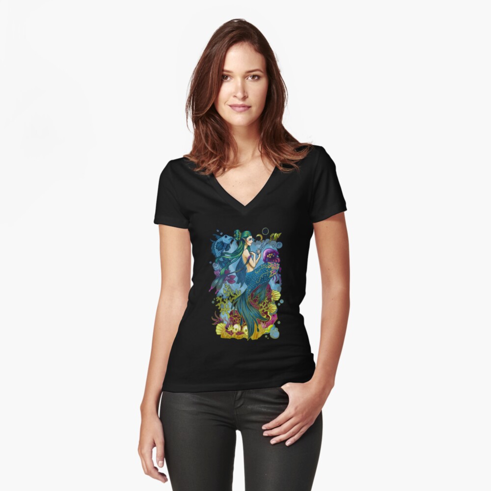Item preview, Fitted V-Neck T-Shirt designed and sold by hjalte81.