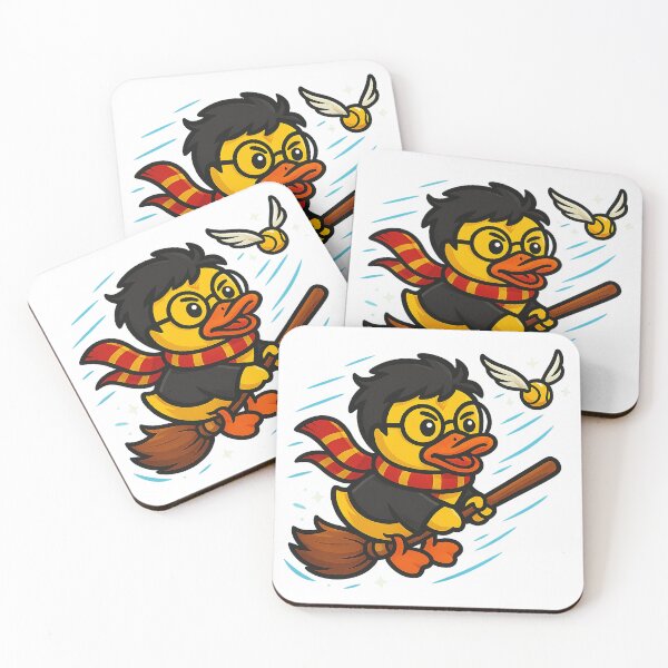 Item preview, DuckWarts - Harry Duck on Broom Chasing the Snitch designed and sold by Patolabs.