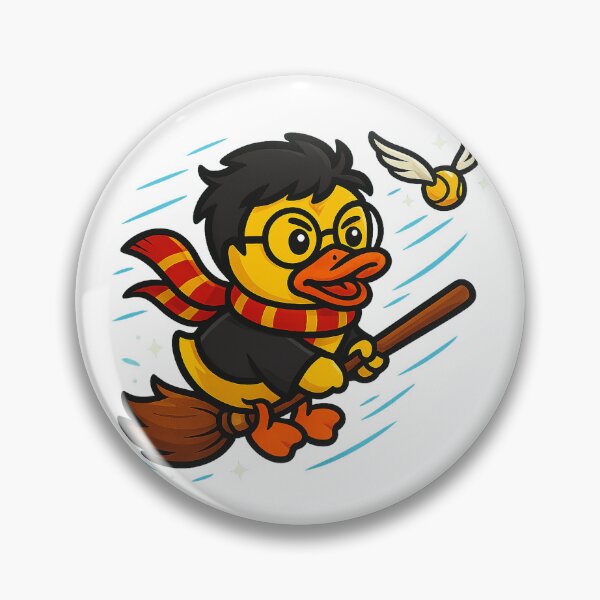Item preview, DuckWarts - Harry Duck on Broom Chasing the Snitch designed and sold by Patolabs.