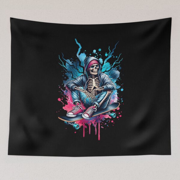 Item preview, A skeleton sitting on a skateboard designed and sold by ReneMM.