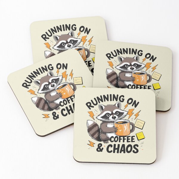 Item preview, Coffee & Chaos – Raccoon in everyday stress designed and sold by ApriNoeScor.