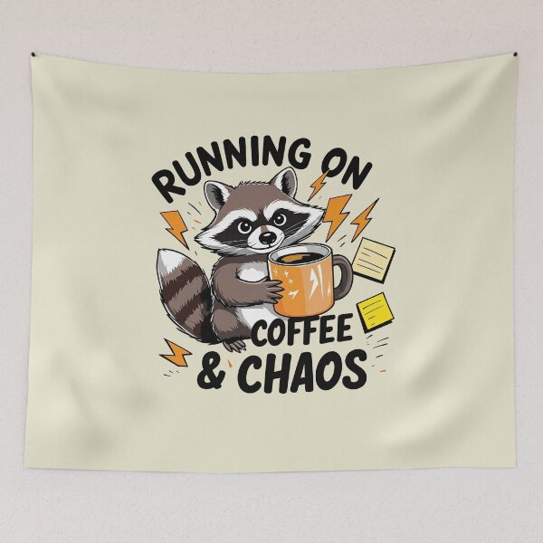 Item preview, Coffee & Chaos – Raccoon in everyday stress designed and sold by ApriNoeScor.