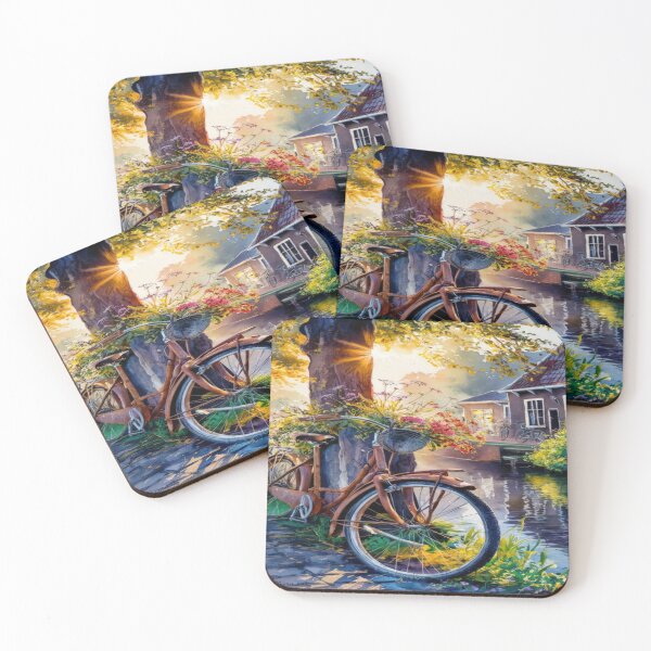 Item preview,  Spring  landscape with bicycle leaning against a tree,Bloom Boom,Spring,floral designed and sold by Expressions-Sel.