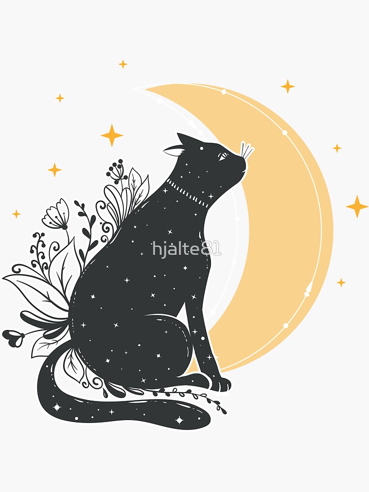 Thumbnail 3 of 3, Sticker, Moon Cat designed and sold by hjalte81.