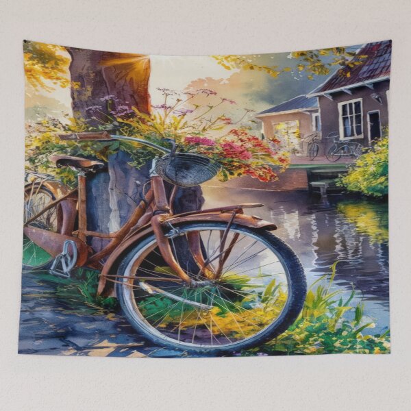 Item preview,  Spring  landscape with bicycle leaning against a tree,Bloom Boom,Spring,floral designed and sold by Expressions-Sel.