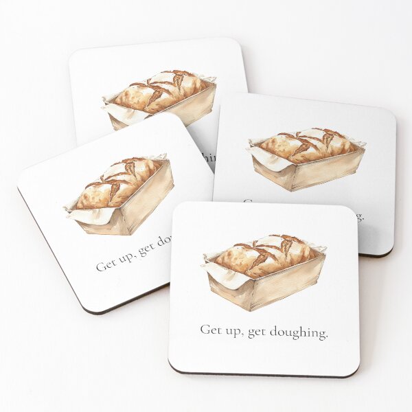 Item preview, Get Up, Get Doughing – Motivational Baking Quote Sticker | Rustic Kitchen Art | Funny Sourdough Printable designed and sold by Golden Crumb Studio.