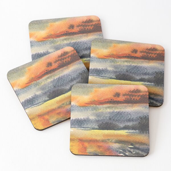 Item preview, Gorgeous Sunset Above The Waters Watercolor Landscape II designed and sold by Irina Sztukowski.
