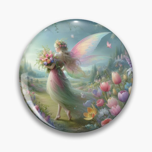 Item preview, Spring fantasy landscape with a woman fairy with a bouquet of flowers,Bloom Boom,Spring,floral designed and sold by Expressions-Sel.