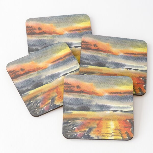 Item preview, Gorgeous Sunset Above The Waters Watercolor Landscape IV designed and sold by Irina Sztukowski.