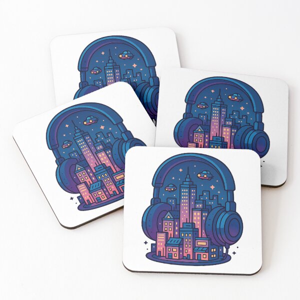 Item preview, Cyber City on Headphones designed and sold by QuirkBeasts.