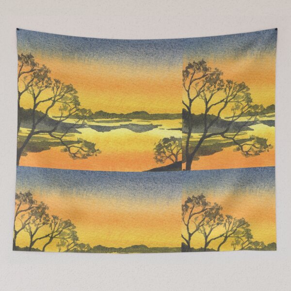 Item preview, Gorgeous Sunset Above The Waters Watercolor Landscape VI designed and sold by Irina Sztukowski.