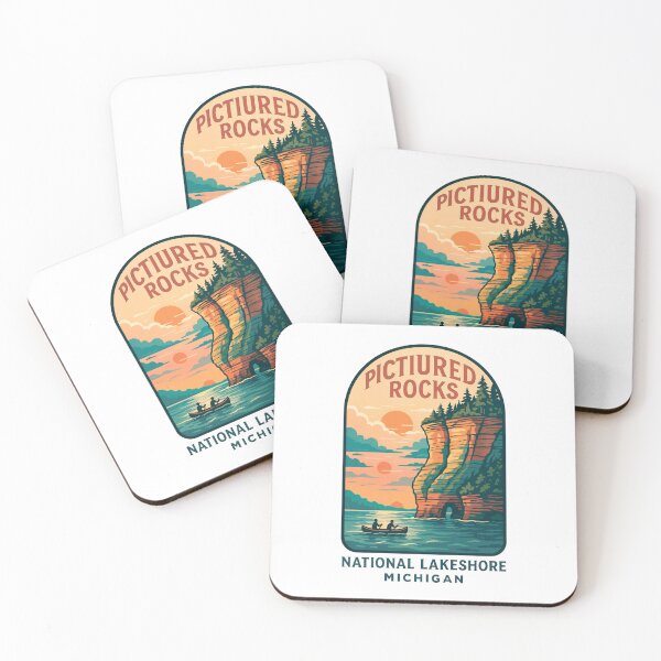 Item preview, Pictured Rocks – Vintage Michigan Lakeshore Poster designed and sold by Funbly.