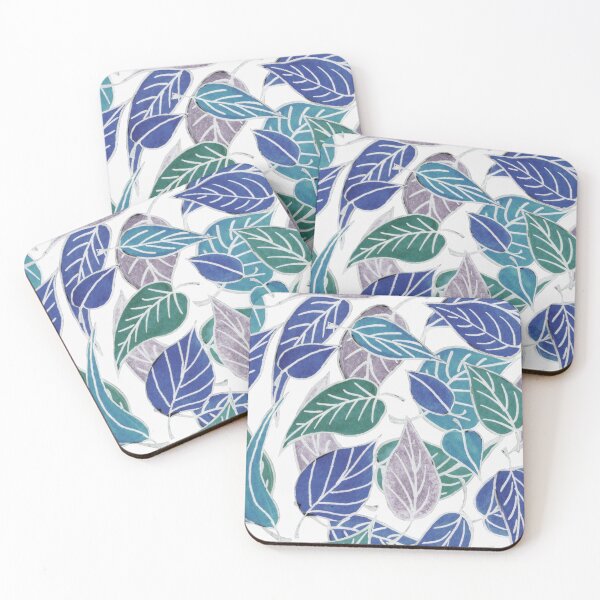 Item preview, Teal Blue Turquoise Purple Leaves Watercolor Pattern  designed and sold by Irina Sztukowski.