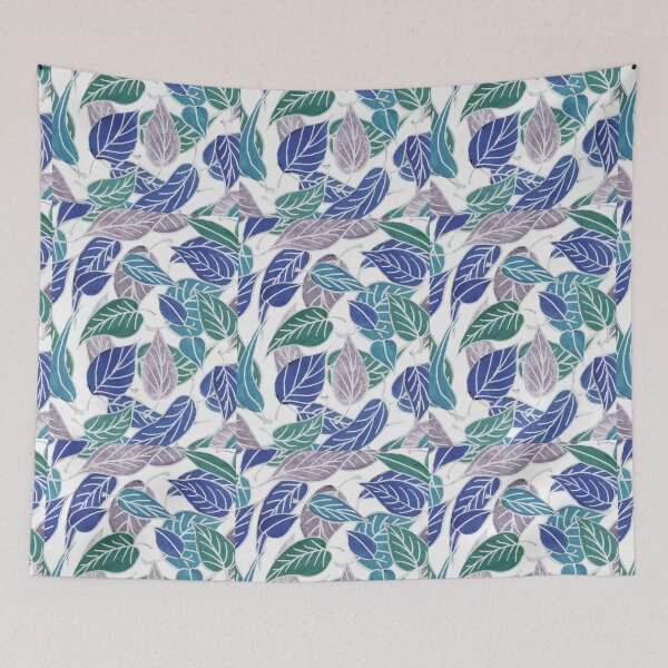 Item preview, Teal Blue Turquoise Purple Leaves Watercolor Pattern  designed and sold by Irina Sztukowski.