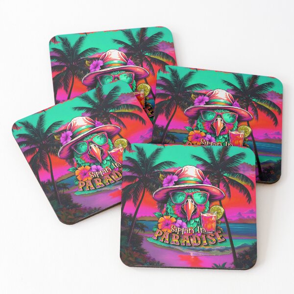 Item preview, Sippin In Paradise Vacation Parrot Tropical Summer Drinks on Beach designed and sold by MindWave THC.