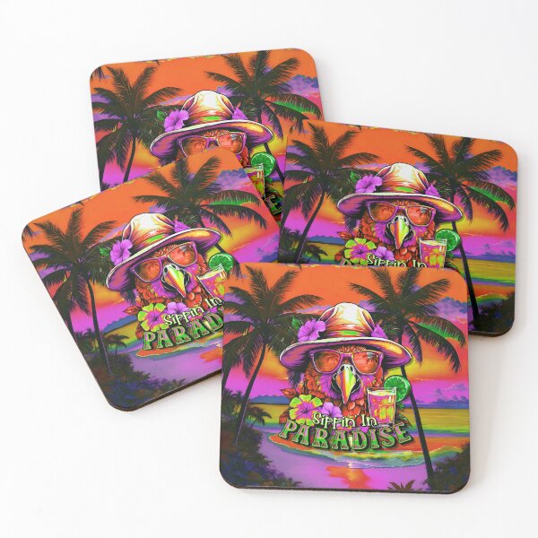 Item preview, Sippin In Paradise Vacation Parrot Tropical Summer Drinks on Beach designed and sold by MindWave THC.