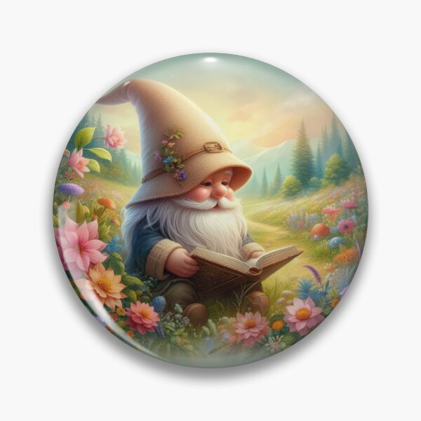 Item preview, Spring fantasy landscape with dwarf with book ,flowers in a meadow ,Bloom Boom,Spring,floral designed and sold by Expressions-Sel.