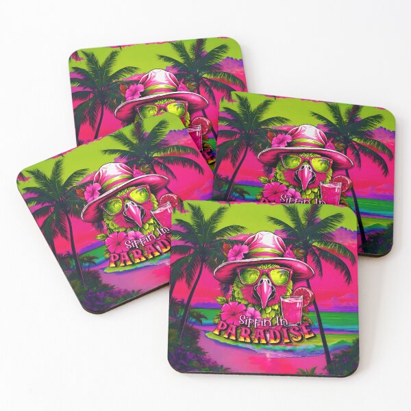 Item preview, Sippin In Paradise Vacation Parrot Tropical Summer Drinks on Beach designed and sold by MindWave THC.