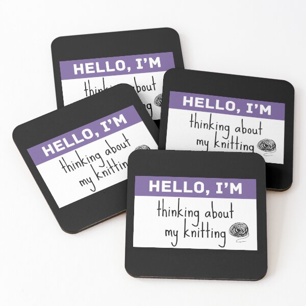 Item preview, Hello, I’m Thinking About My Knitting – Funny Name Tag for Crafters designed and sold by thistledewcraft.