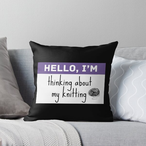 Item preview, Hello, I’m Thinking About My Knitting – Funny Name Tag for Crafters designed and sold by thistledewcraft.