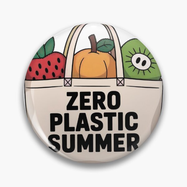 Item preview, Beige Tote Bag with Zero Plastic Summer Text and Cartoon Fruits designed and sold by Creative88Art.