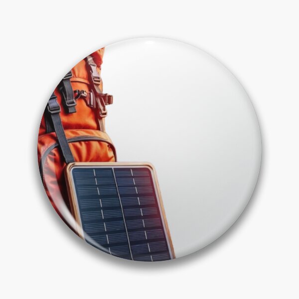 Item preview, Orange Hiking Backpack with Solar Panel on Black Background designed and sold by Creative88Art.