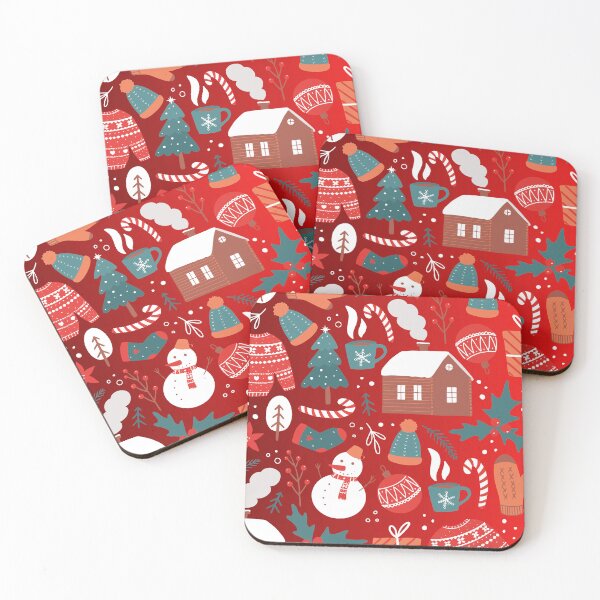 Item preview, Winter Doodles on Red Background  designed and sold by Megaera8.